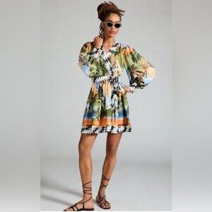 NWT Farm Rio Carioca Long Sleeve Tropical Wrap Mini Sz Medium